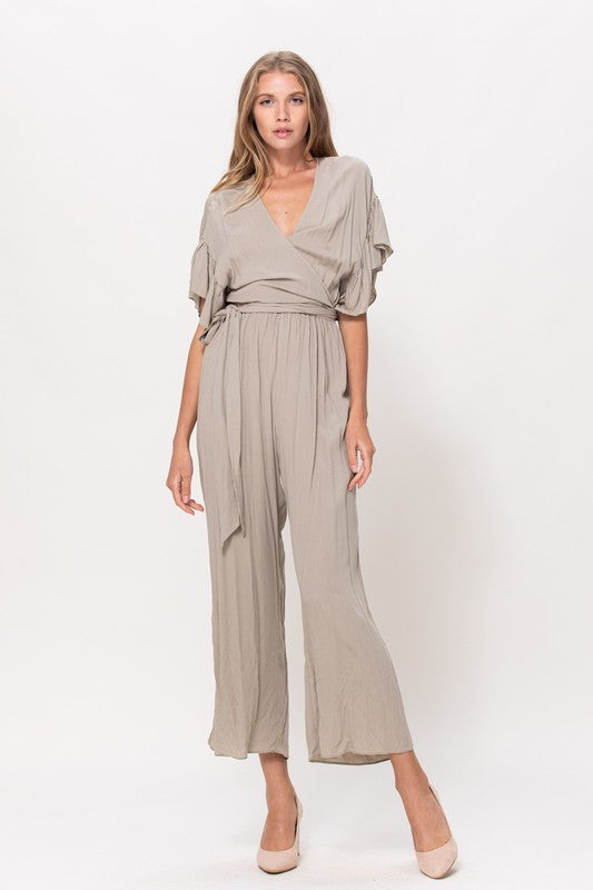 Ruffle sleeve detail jumpsuit