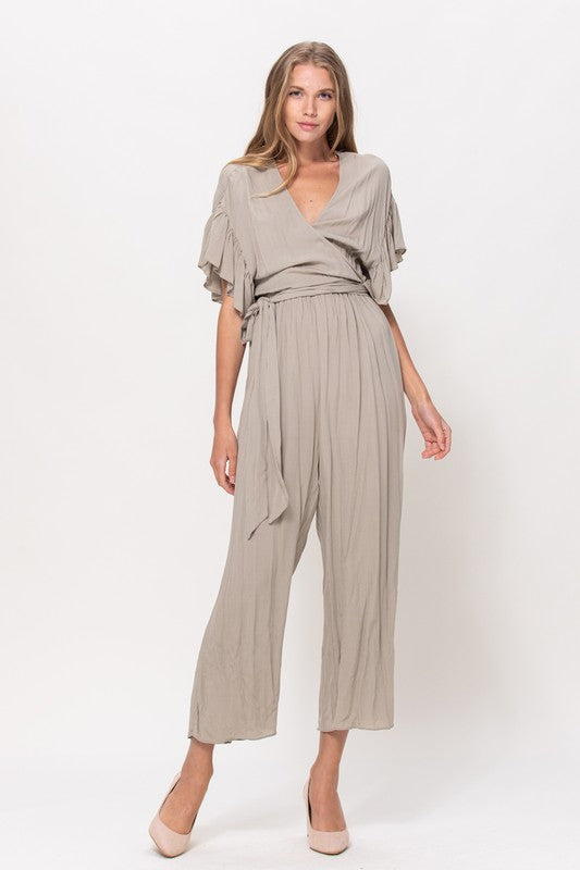 Ruffle sleeve detail jumpsuit