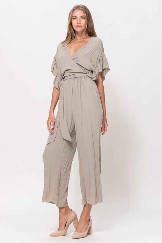 Ruffle sleeve detail jumpsuit