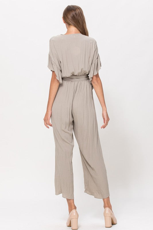 Ruffle sleeve detail jumpsuit