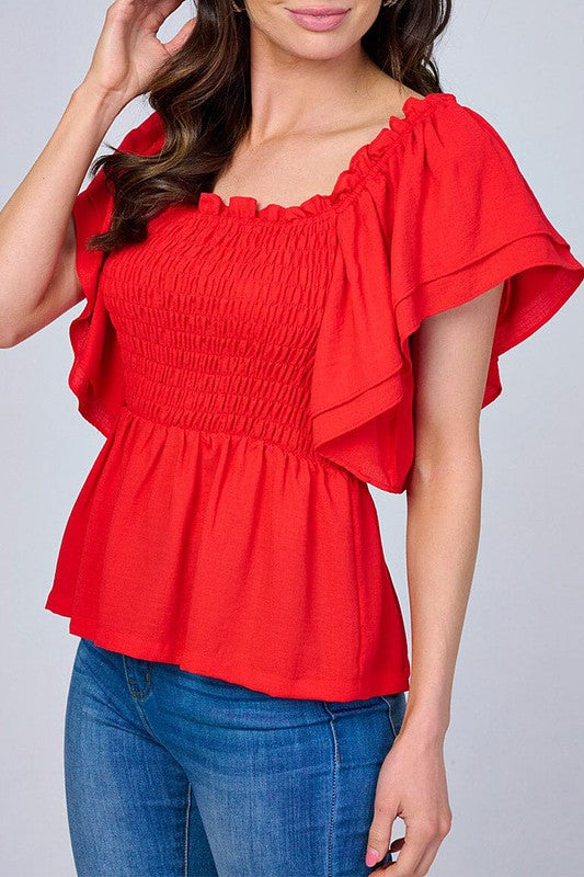 Peplum smock top